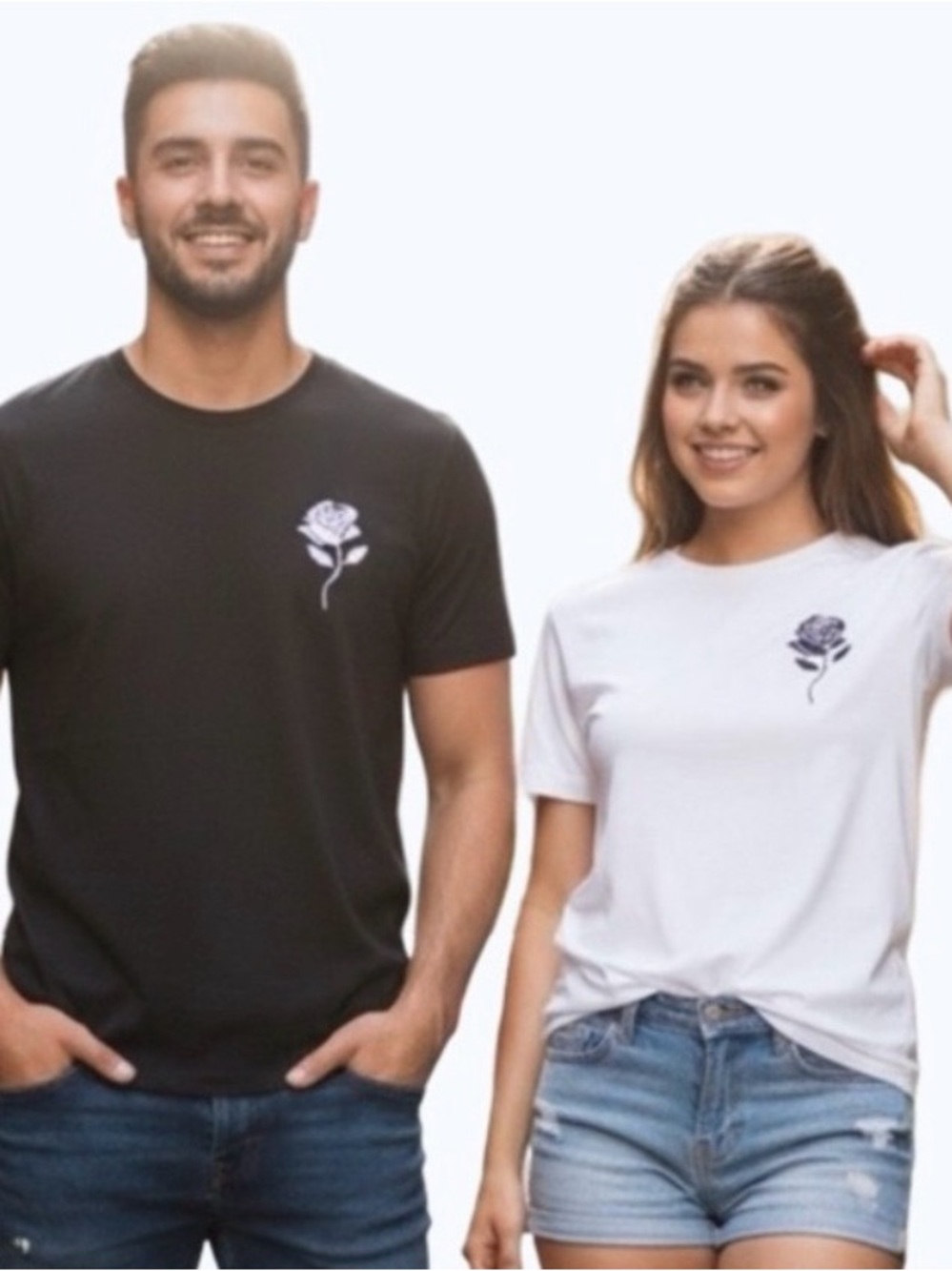 Classic/minimalist Rose Pocket Graphic Men’s T-Shirt - Black/white Size XL 2pcs